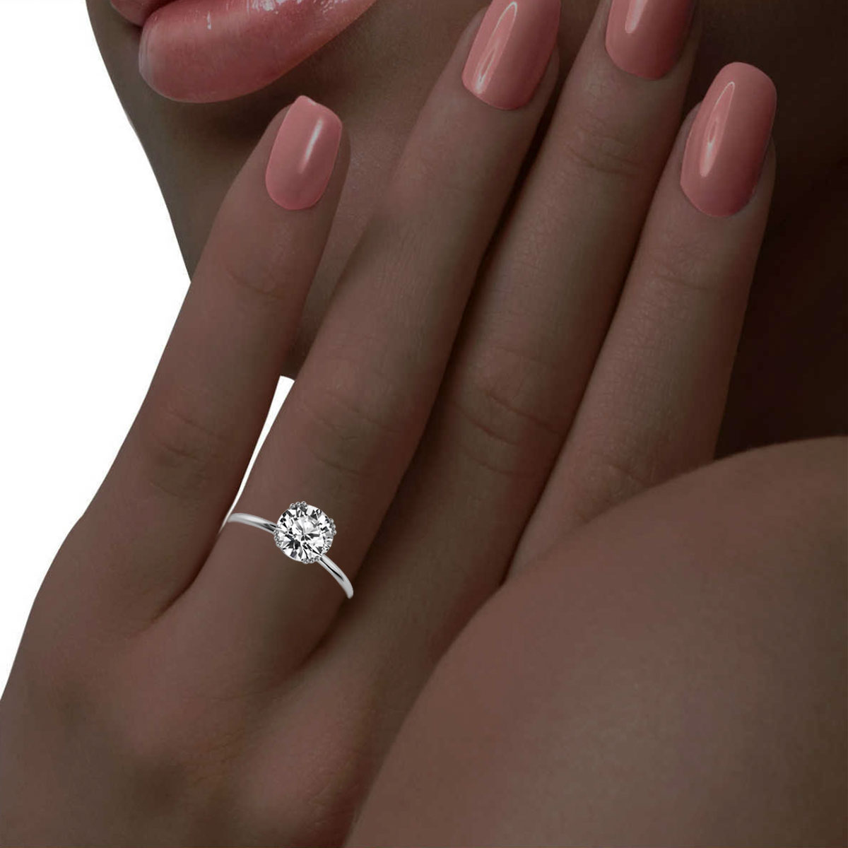 14K White Gold Rivi Organic Solitaire Ring 